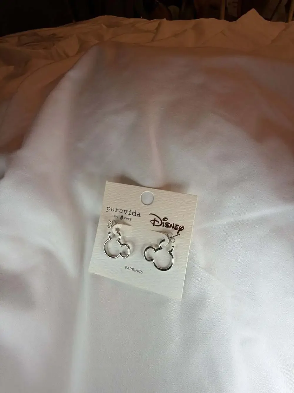 Pura Vida x Disney Mickey Mouse Outline Hoop Earrings in Rhodium Plated Brass